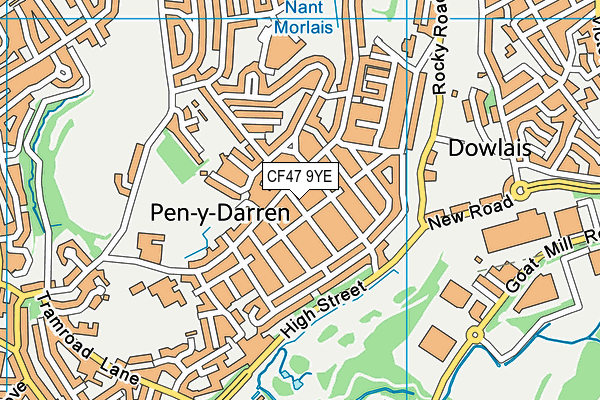 CF47 9YE map - OS VectorMap District (Ordnance Survey)