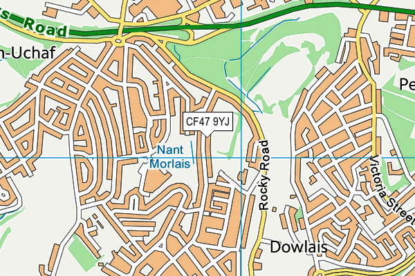 CF47 9YJ map - OS VectorMap District (Ordnance Survey)