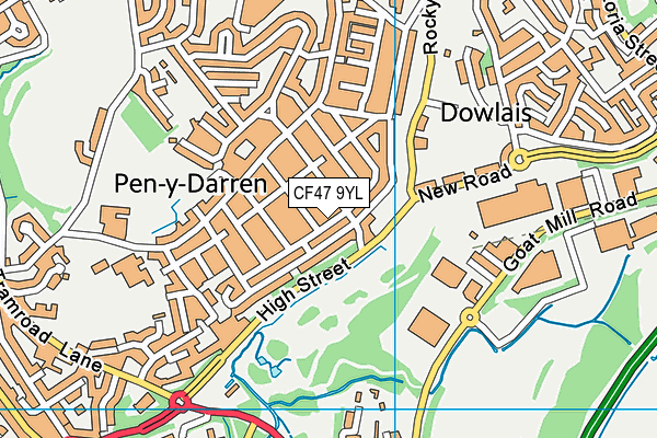 CF47 9YL map - OS VectorMap District (Ordnance Survey)