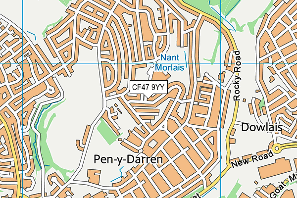 CF47 9YY map - OS VectorMap District (Ordnance Survey)