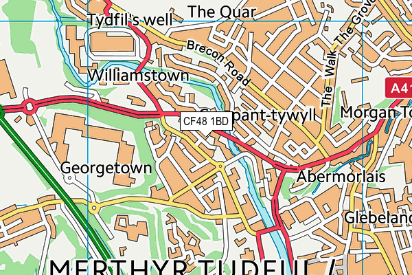 CF48 1BD map - OS VectorMap District (Ordnance Survey)