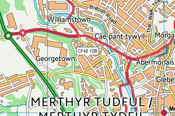 CF48 1DB map - OS VectorMap District (Ordnance Survey)