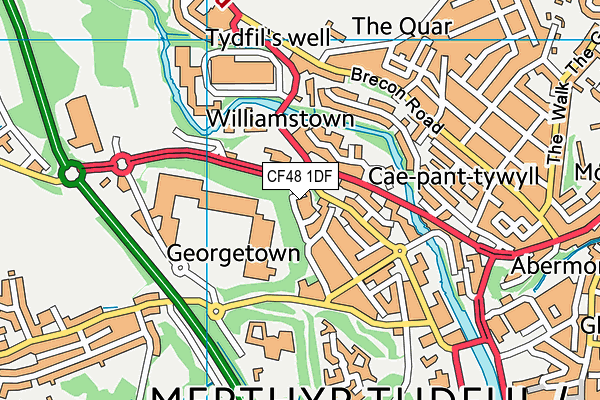 CF48 1DF map - OS VectorMap District (Ordnance Survey)