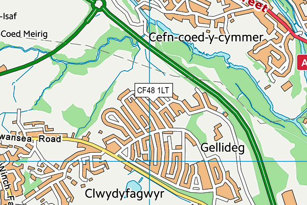 CF48 1LT map - OS VectorMap District (Ordnance Survey)