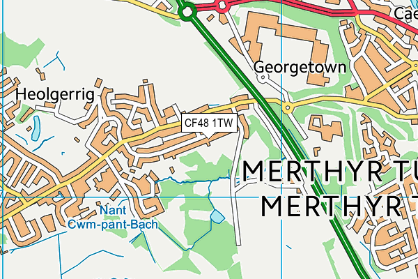 CF48 1TW map - OS VectorMap District (Ordnance Survey)