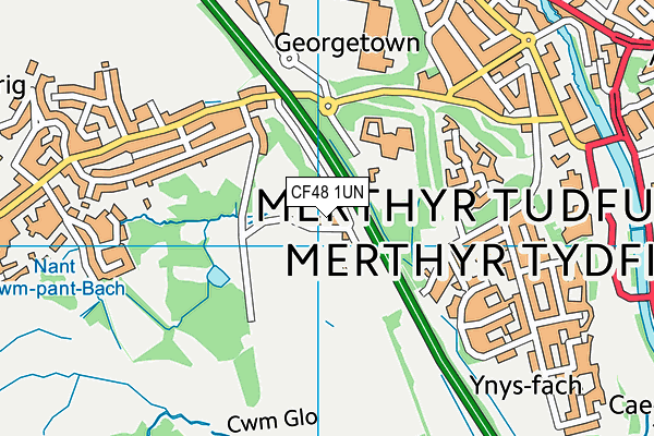 CF48 1UN map - OS VectorMap District (Ordnance Survey)