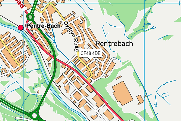 CF48 4DE map - OS VectorMap District (Ordnance Survey)