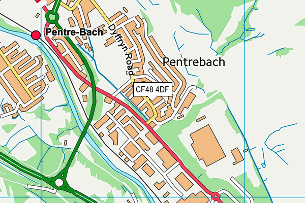 CF48 4DF map - OS VectorMap District (Ordnance Survey)