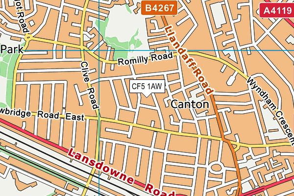 CF5 1AW map - OS VectorMap District (Ordnance Survey)