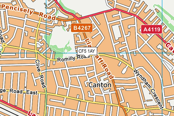 CF5 1AY map - OS VectorMap District (Ordnance Survey)