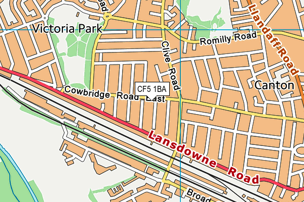 CF5 1BA map - OS VectorMap District (Ordnance Survey)