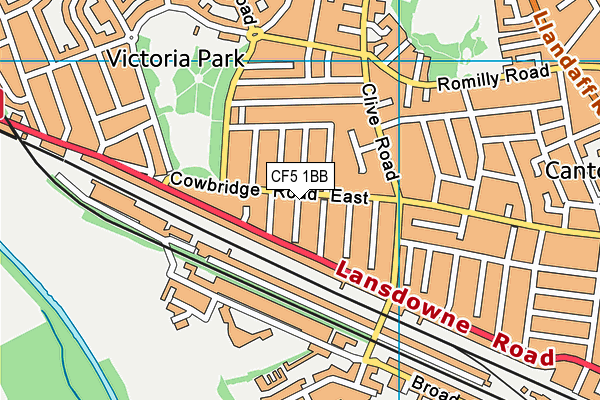 CF5 1BB map - OS VectorMap District (Ordnance Survey)