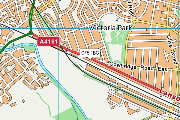 CF5 1BG map - OS VectorMap District (Ordnance Survey)