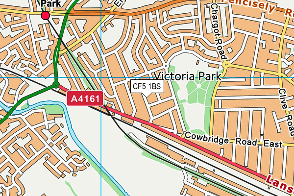 CF5 1BS map - OS VectorMap District (Ordnance Survey)