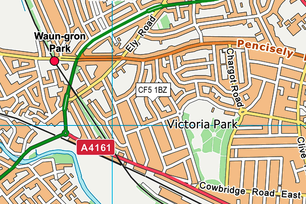 CF5 1BZ map - OS VectorMap District (Ordnance Survey)