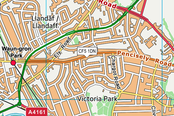 CF5 1DN map - OS VectorMap District (Ordnance Survey)