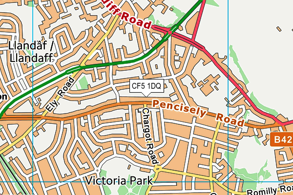 CF5 1DQ map - OS VectorMap District (Ordnance Survey)