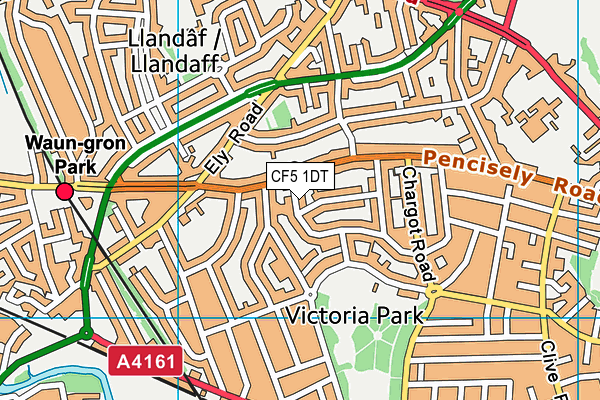 CF5 1DT map - OS VectorMap District (Ordnance Survey)