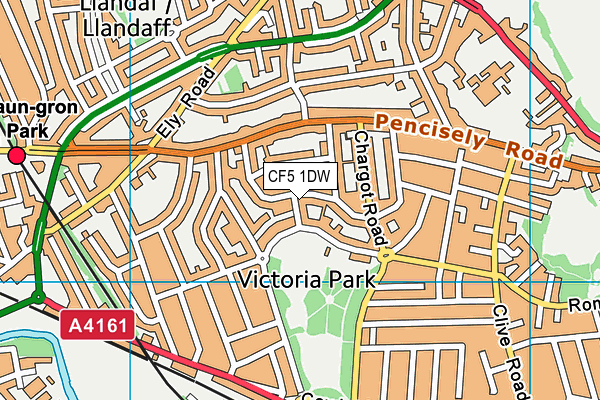 CF5 1DW map - OS VectorMap District (Ordnance Survey)