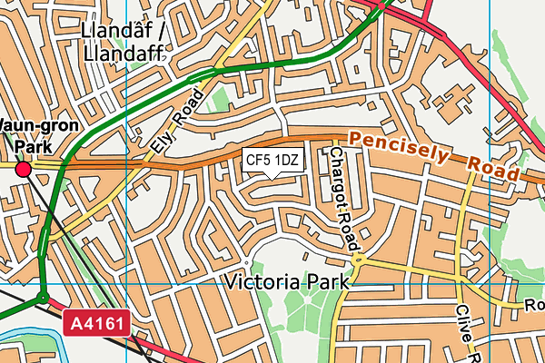 CF5 1DZ map - OS VectorMap District (Ordnance Survey)