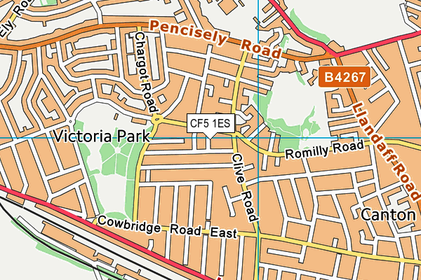 CF5 1ES map - OS VectorMap District (Ordnance Survey)