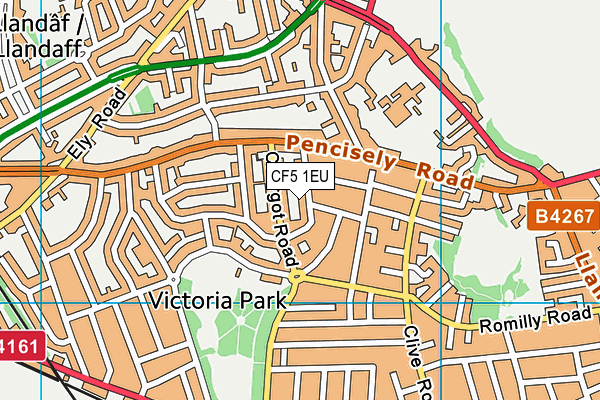 CF5 1EU map - OS VectorMap District (Ordnance Survey)