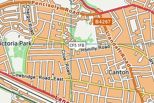 CF5 1FB map - OS VectorMap District (Ordnance Survey)