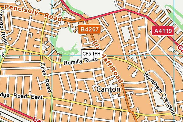 CF5 1FH map - OS VectorMap District (Ordnance Survey)