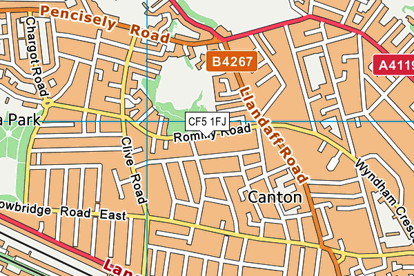 CF5 1FJ map - OS VectorMap District (Ordnance Survey)