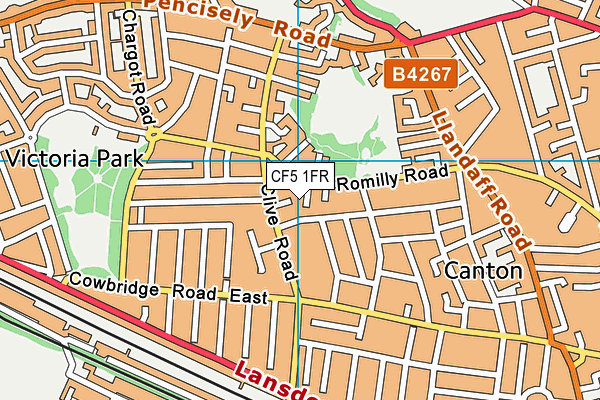 CF5 1FR map - OS VectorMap District (Ordnance Survey)