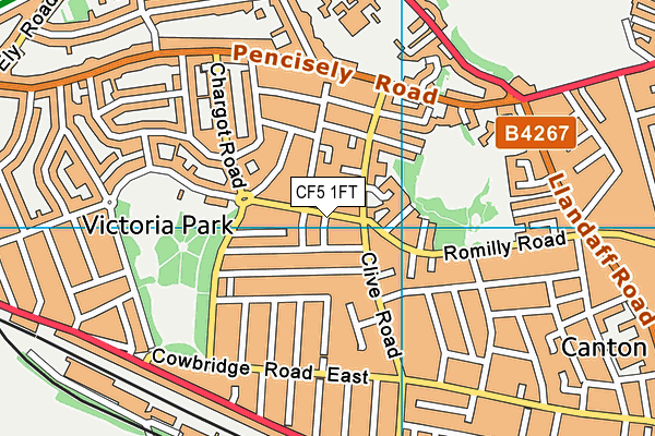 CF5 1FT map - OS VectorMap District (Ordnance Survey)