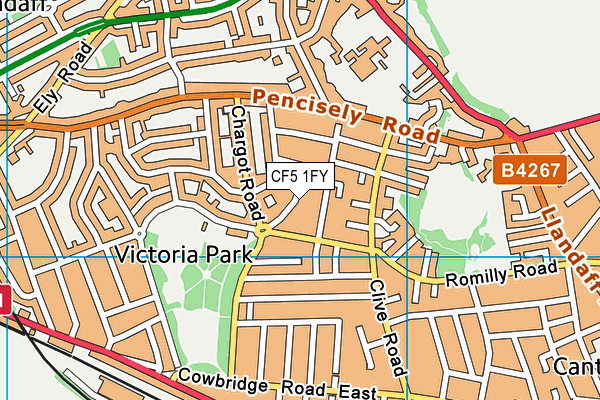 CF5 1FY map - OS VectorMap District (Ordnance Survey)