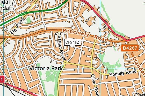 CF5 1FZ map - OS VectorMap District (Ordnance Survey)