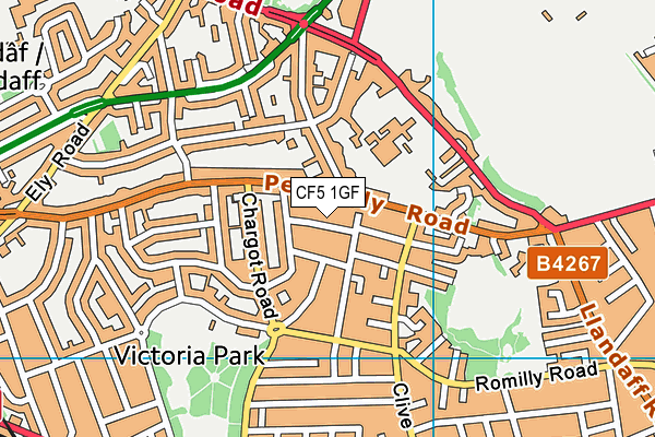 CF5 1GF map - OS VectorMap District (Ordnance Survey)