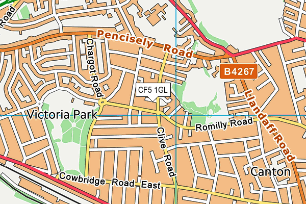 CF5 1GL map - OS VectorMap District (Ordnance Survey)