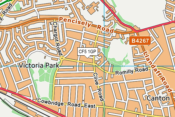 CF5 1GP map - OS VectorMap District (Ordnance Survey)