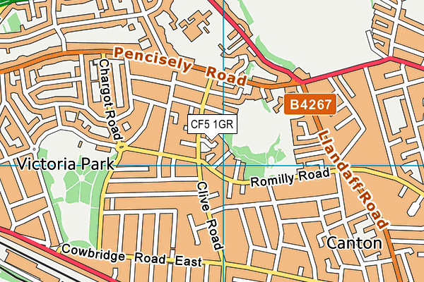 CF5 1GR map - OS VectorMap District (Ordnance Survey)