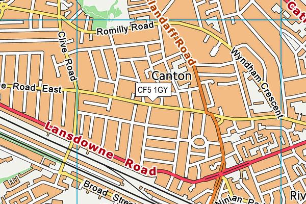 CF5 1GY map - OS VectorMap District (Ordnance Survey)