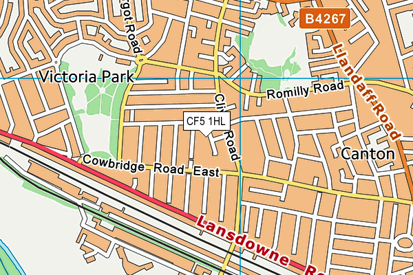 CF5 1HL map - OS VectorMap District (Ordnance Survey)