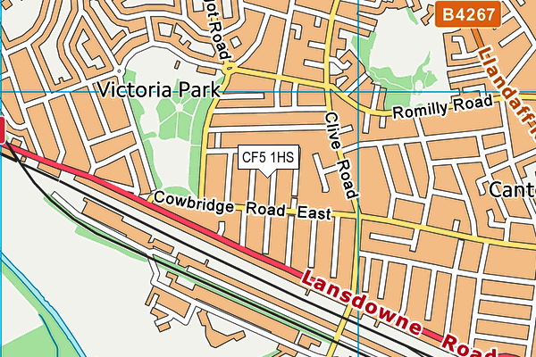 CF5 1HS map - OS VectorMap District (Ordnance Survey)