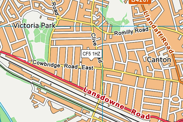 CF5 1HZ map - OS VectorMap District (Ordnance Survey)