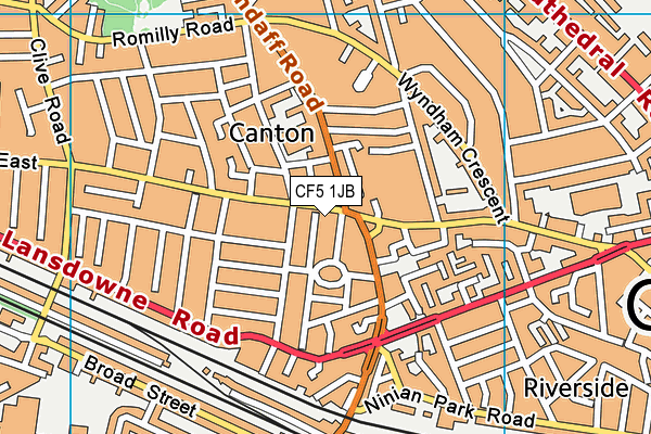 CF5 1JB map - OS VectorMap District (Ordnance Survey)