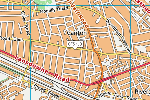 CF5 1JD map - OS VectorMap District (Ordnance Survey)