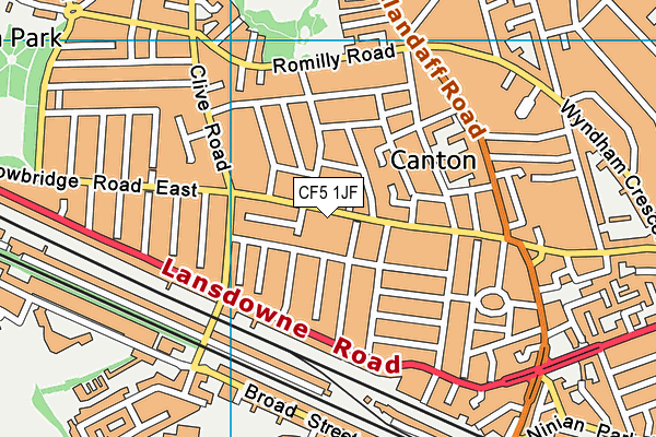 CF5 1JF map - OS VectorMap District (Ordnance Survey)