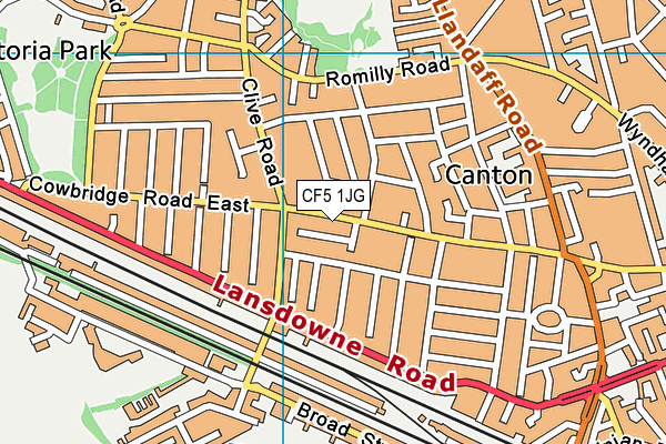 CF5 1JG map - OS VectorMap District (Ordnance Survey)