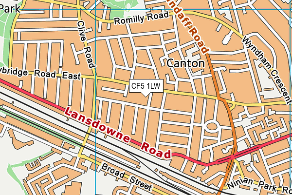 CF5 1LW map - OS VectorMap District (Ordnance Survey)