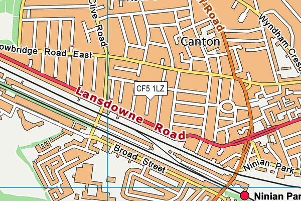 CF5 1LZ map - OS VectorMap District (Ordnance Survey)