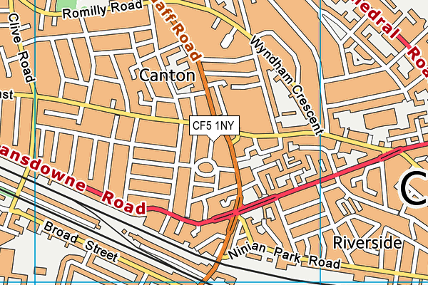 CF5 1NY map - OS VectorMap District (Ordnance Survey)