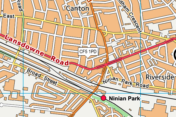 CF5 1PD map - OS VectorMap District (Ordnance Survey)