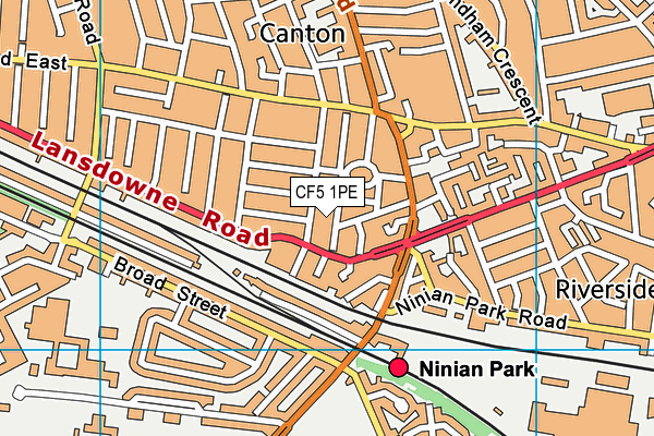 CF5 1PE map - OS VectorMap District (Ordnance Survey)